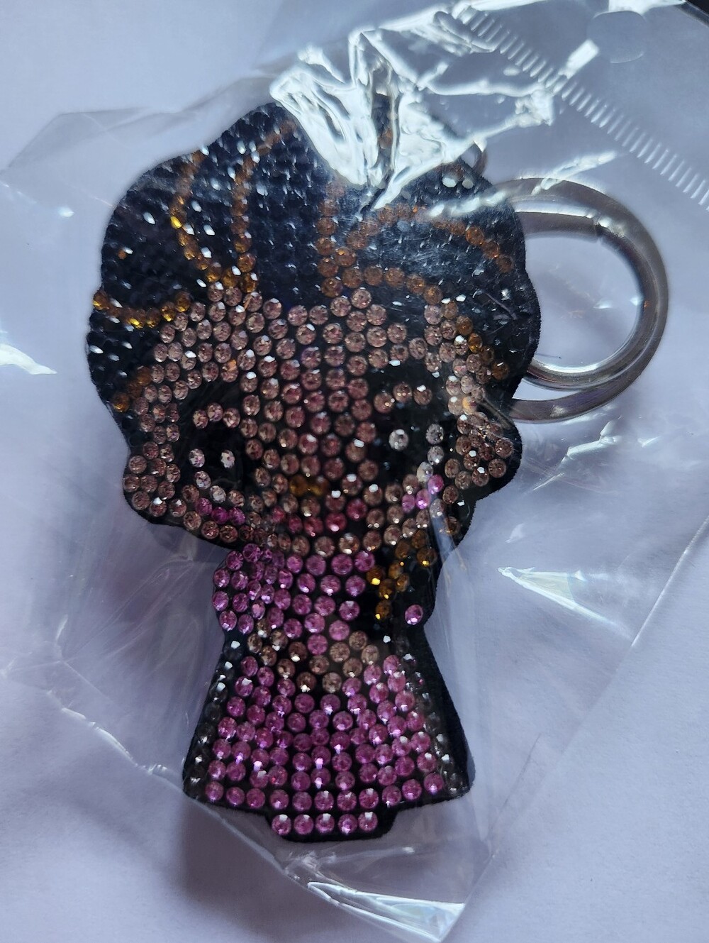 Rhinestone Pink & Gold Girl Bag Charm Keychain Charm NEW